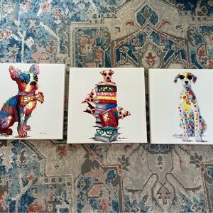 Colorful Dog Art Canvas Set
